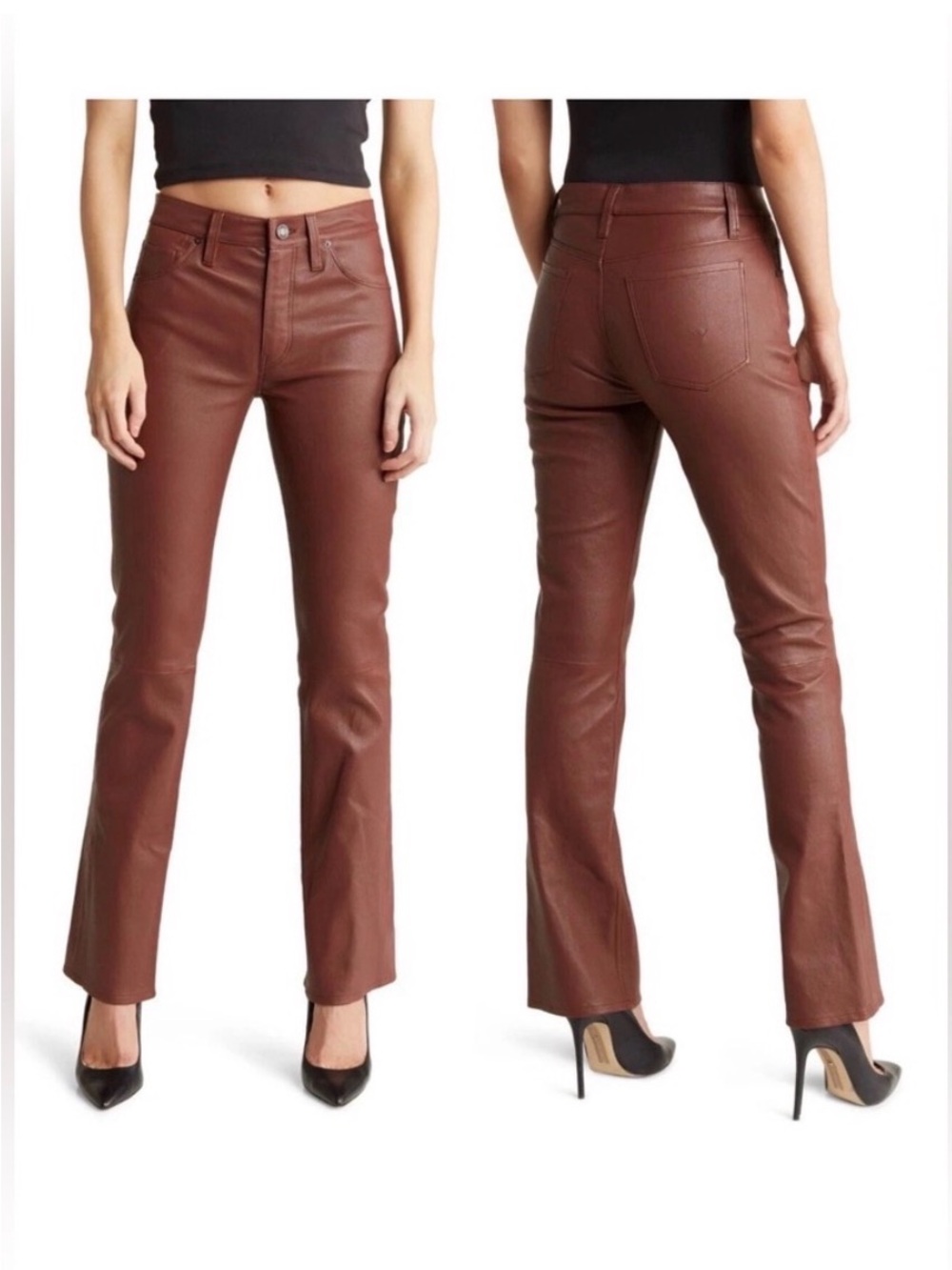 NWT HUDSON Barbara High Rise Baby Bootcut LAMB LEATHER Pants Size 30